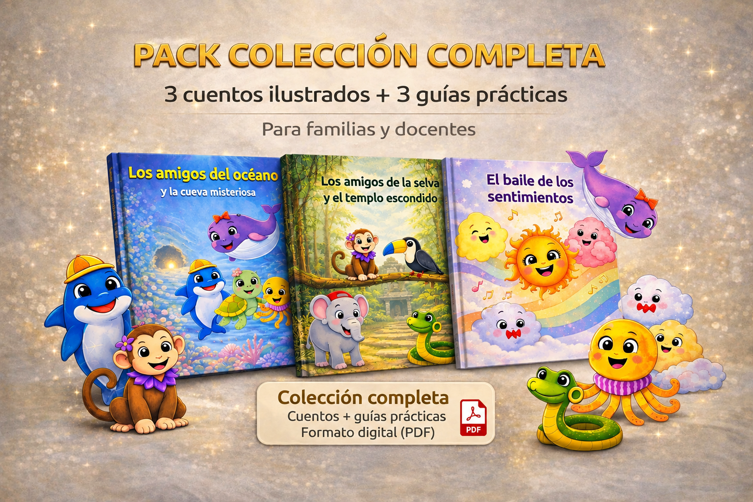 Pack digital de la colección: tres cuentos y tres guías prácticas en PDF